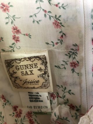 Gunne Sax Size 13 Pink Floral Maxi Long Sleeve Prairie Dress 3