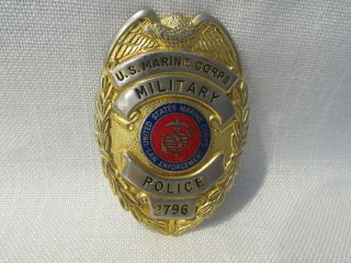 Vintage Real USMC Military Police Badge 2796 Gold Plated Made by Blackington 3