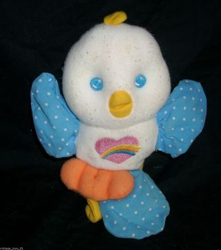 Vintage Fisher Price Bird Stuffed Animal Plush Baby Crib Toy Rattle 1980s Squeak
