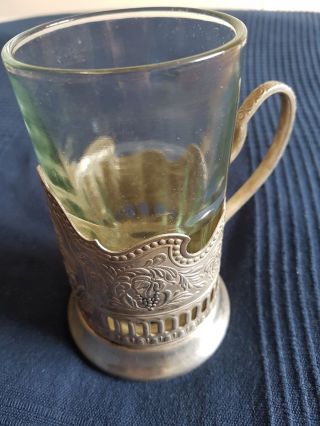 Vintage Silver Tea Glass Cup Mug Holder Gilded Russian Antique Ussr Soviet