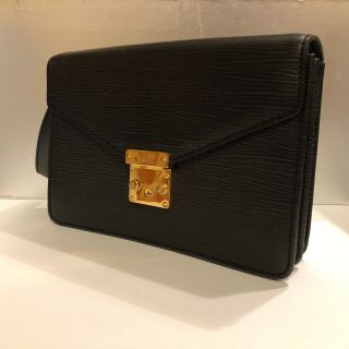 Gianni Versace Vintage Leather Clutch Bag Auth Fine Rare