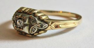 Vintage Art Deco 14K Yellow Gold Old Mine Cut Diamond Ring Size 8.  5 2