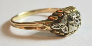 Vintage Art Deco 14K Yellow Gold Old Mine Cut Diamond Ring Size 8.  5 6