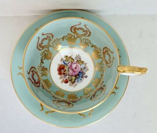 Vintage Aynsley J.  A.  Bailey Cabbage Rose Heavy Gold Filigree Cup Saucer