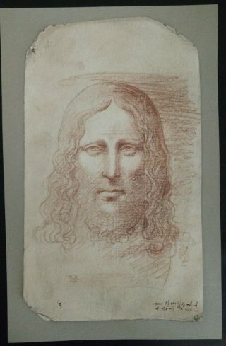 Extremely RARE Old Italian Master Drawing Brown chalk on laid paper 2