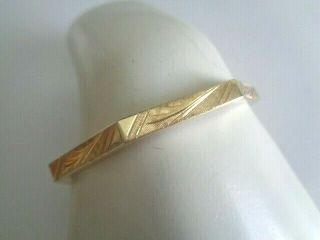 Vintage Etched 14K Yellow Gold Hinged Bangle Bracelet 8.  6g Made in Spain 2