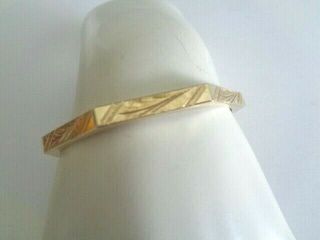 Vintage Etched 14K Yellow Gold Hinged Bangle Bracelet 8.  6g Made in Spain 3