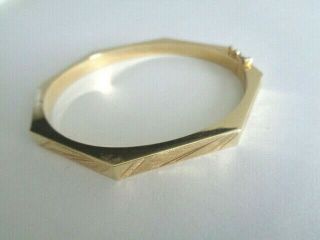 Vintage Etched 14K Yellow Gold Hinged Bangle Bracelet 8.  6g Made in Spain 4