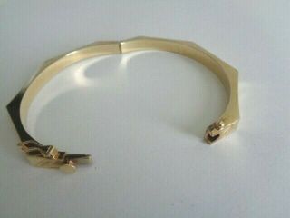 Vintage Etched 14K Yellow Gold Hinged Bangle Bracelet 8.  6g Made in Spain 7