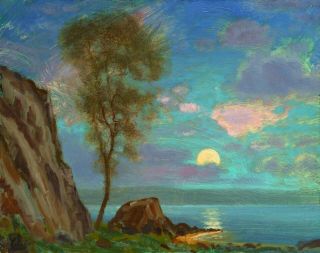 Oil Painting Landscape Western Vintage Wall Art Signed American Artist Max Cole