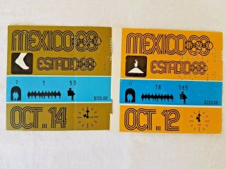 2 1968 Mexico Olympic Games Tickets,  Vintage 1968 Mexico Olympics Official