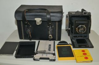 Vintage 4x5 Graflex Speed Graphic Camera W/kalart Range Finder Ross London Lens