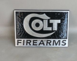 Old Colt Firearms Gun Pistol Chrome Dealer Display Sign 44 Revolver