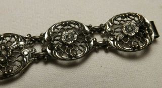 Early Vtg.  Danecraft Sterling Silver Ornate Floral Honeycomb Design Bracelet