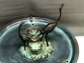 Vtg STORKS Art Nouveau Tabletop Fountain Copper - Bronze Sculpture water electric 3