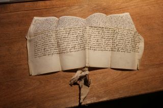 1466 Medieval Manuscript Parchment Document With Two Wax Seal