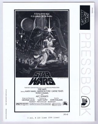 Star Wars 1976 Pressbook Black And White Predates Movie 20 Century Fox Vintage