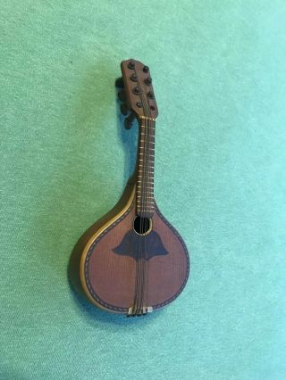 Vintage 8 String Instrument Miniature Mandolin ? Wood Inlay Old Rare Display