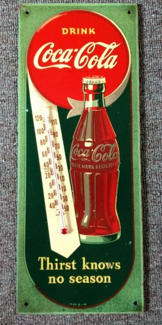 Very Rare 1944 Coca - Cola Masonite Thermometer Sign.  L@@k