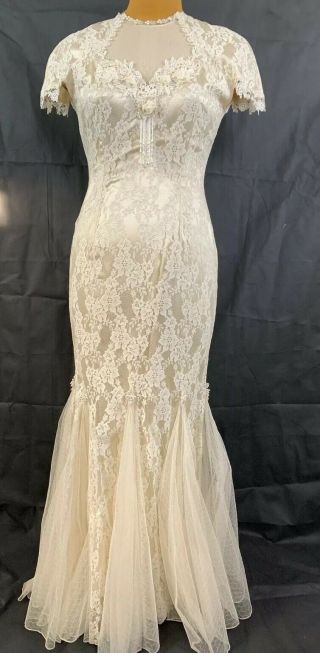 Susan Lanes Country Elegance Boho Lace Mermaid Wedding Dress Vintage Bridal Gown