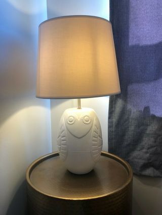 Jonathan Adler White Ceramic Owl Lamp Vintage Style Table Lamp Retro Porcelain