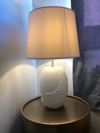 Jonathan Adler White Ceramic Owl Lamp VINTAGE STYLE Table Lamp Retro Porcelain 2