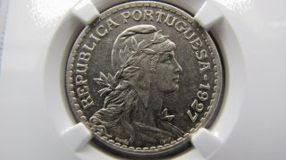 Portugal One Escudo 1927 Ngc Ms 65.  Rare Grade