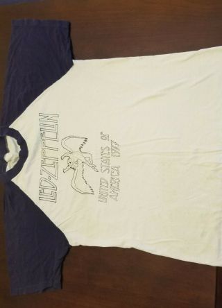 Vintage 1977 Led Zeppelin United States Of America Rock Concert Tour T Shirt Lr.
