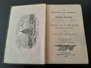 RARE 1868 Vintage Book The Constitution & Government of the US by John Hancock 5