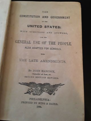 RARE 1868 Vintage Book The Constitution & Government of the US by John Hancock 6