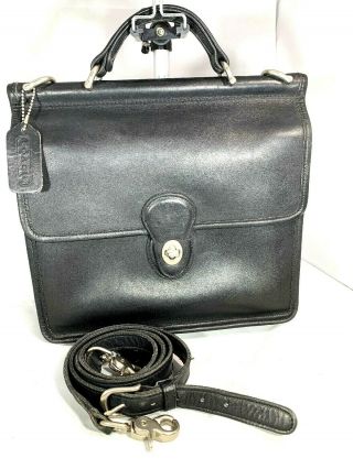 Vintage Coach Willis Bag Black Leather Crossbody Shoulder Hand Bag Purse 9927