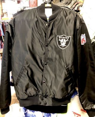 Vintage 90s Starter Los Angeles Raiders Nfl Satin Bomber Men’s Jacket Size Xl