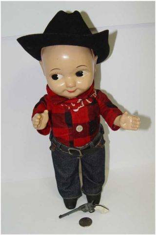 Rare Vintage Buddy Lee Western Cowboy Denim Jean Doll W Hat W Band