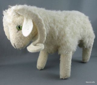 Steiff Wotan Ram Sheep Lamb Wool Plush 22cm 9in 1960s Curled Horns No Id Vintage