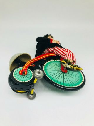 50s TPS Gay 90 ' s Cyclist Vintage Tin Wind up Toy Japan 8