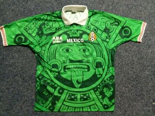 Aba Sport Mexico World Cup Vtg 1998 Player Issue Jersey Sz M Soccer Futbol Rare