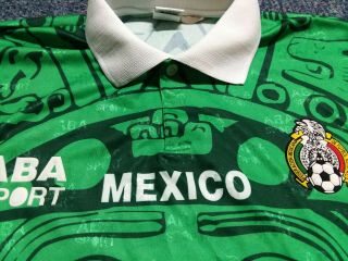 ABA Sport Mexico World Cup VTG 1998 Player Issue Jersey Sz M Soccer futbol Rare 6