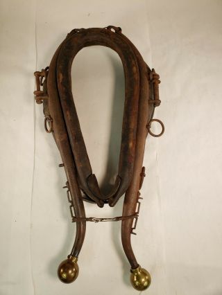 Antique Vintage Leather Horse Mule Ox Collar Harness Yoke Decor Western Cabin 2