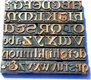 Letterpress Wood 1 5/16 " Exquisite Alphabet 127pcs Rare Decorative Design