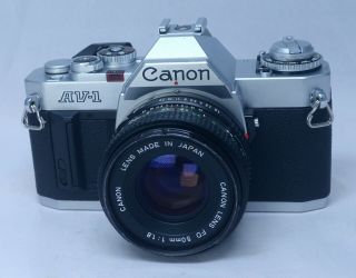 Canon Av - 1 Vintage Slr 35mm Film Camera 50mm F/1.  8 Fd Lens Japan