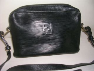 Vintage Fendi Crossbody Bag Black Leather Made In Italy Authentic