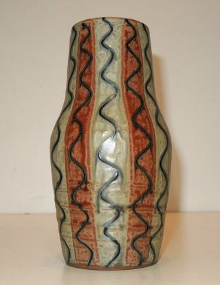 Vintage 60s Japanese Studio Art Pottery Vase Drip Glaze Kanji Signed Modern 3