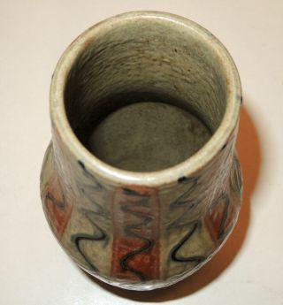 Vintage 60s Japanese Studio Art Pottery Vase Drip Glaze Kanji Signed Modern 6