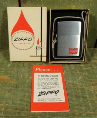 Vtg 1970 Zippo Lighter & Box Advertising Monsanto 275 Loss Proof Lanyard