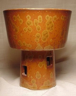 A Vintage Mid - Century Japanese Glazed Bisque Ikebana Footed Bowl / Vase Marked