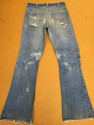 Vtg 70s Levi ' s 646 Orange Tab Men ' s Bell Bottom Denim Jeans Talon Zip W31 L32.  5 4