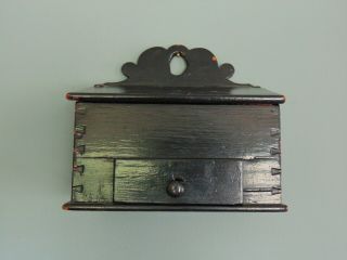Antique 18th Century American Hanging Wall Box / Salt Box