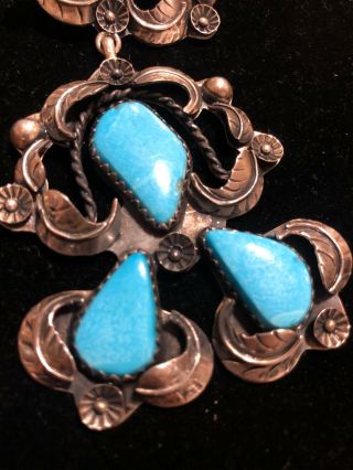 Vintage Turquoise Squash Blossom Necklace Native American Sterling 3
