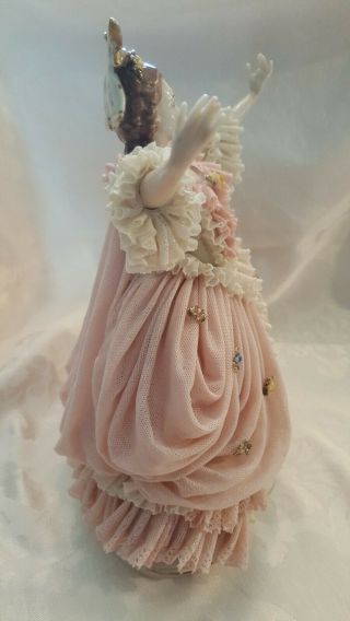 Exceptional Antique Dresden Lace Large Lady Full Lace Figurine 10.  5 