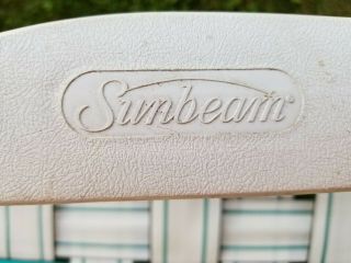 Vtg Aluminum Webbed Lounge Chair Lawn Beach Patio Camp Pool Green White Sunbeam 4